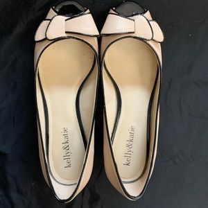 Color block peep toe wedges, In like new condition